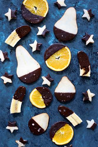 fruit sliced fruits coated with chocolates chocolate
