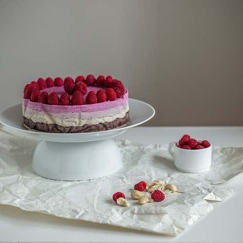 fruit strawberry cake in cake stand plant