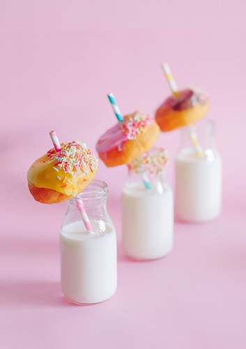 dessert three milk jars and donuts candy