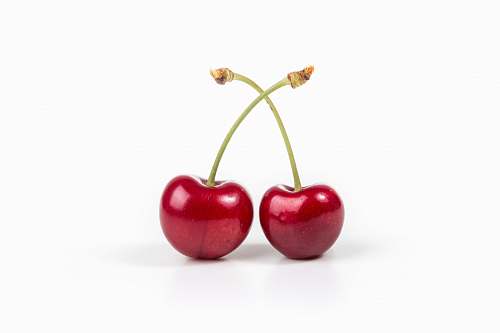 fruit two cherries on white surface cherry