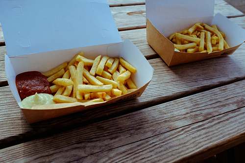 fries two French fries boxes french-fries