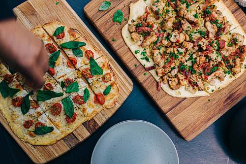 pizza two leafy vegetable pizzas plant