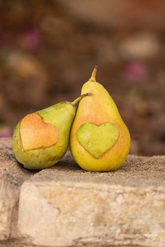 fruit two pears on concrete surface pear