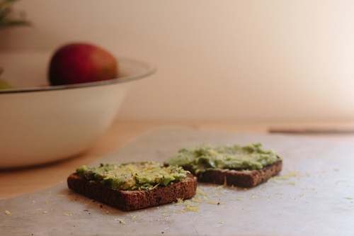 cake two toasted breads on chopping board meat loaf