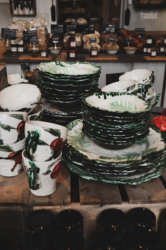 meal white and green dinnerwear set dish