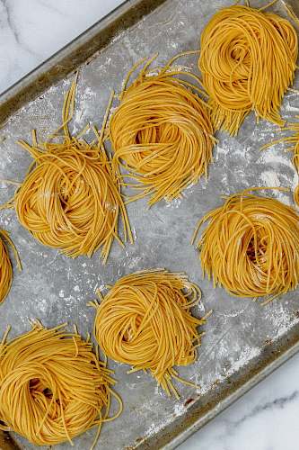 pasta yellow noodles in tray noodle