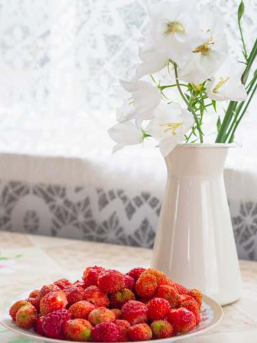 food red fruits on plate plant