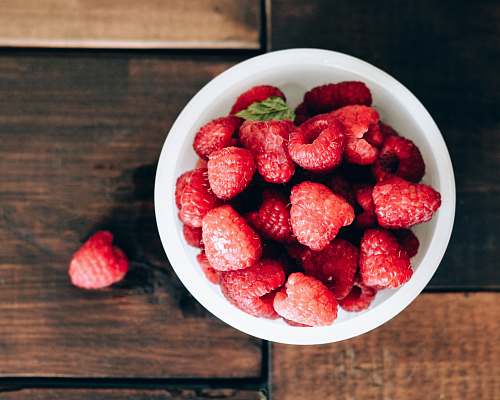 food red raspberries in bowl plant