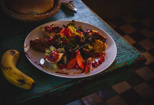 plant salad with sauce banana
