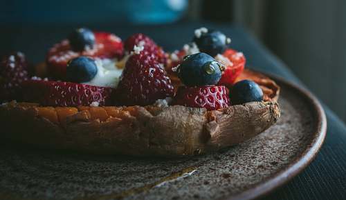 blueberry strawberry and blueberry tart food