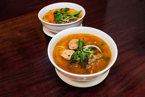 bowl soup in white ceramic bowls dish