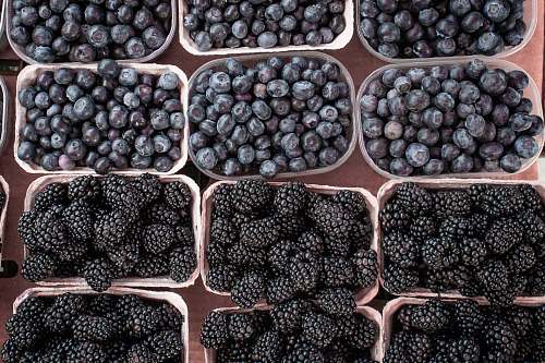 food pile of mulberries and blueberries fruit
