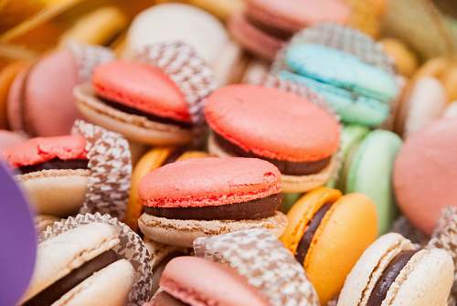 food assorted-color macarons confectionery