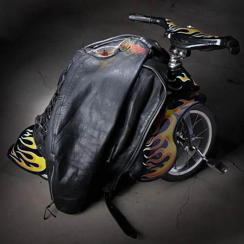 clothing black leather jacket machine