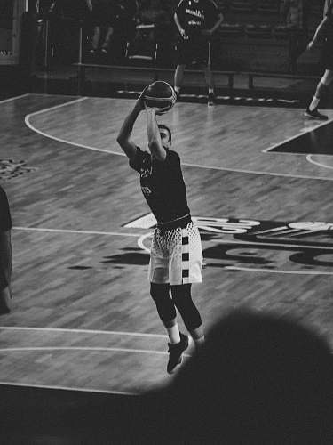 clothing man playing basketball about to shoot black-and-white