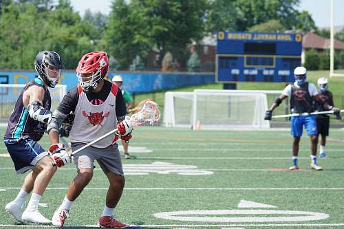 human people playing lacrosse during daytime person