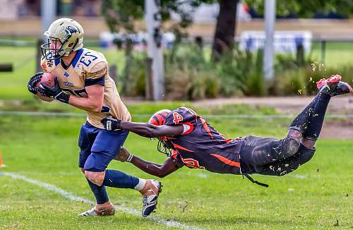 helmet two men playing football clothing