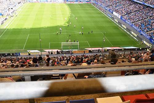 building aerial photography of soccer game stadium