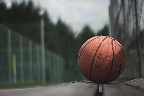 sport macro photography of brown NBA basketball ball on concrete surface sports