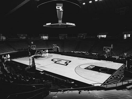 grey empty basketball court sports