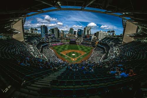 stadium aerial photography of ballpark stadium surrounded by crowd of people arena