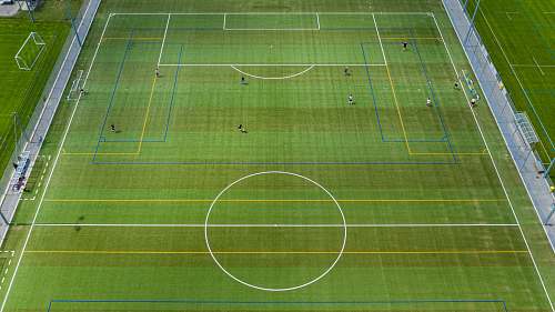 football aerial photography of soccer field green