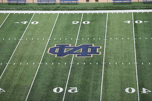 building empty football field with ND logo arena