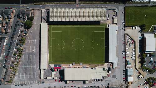 stadium green soccer field building