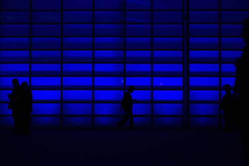 person black and white metal frame blue