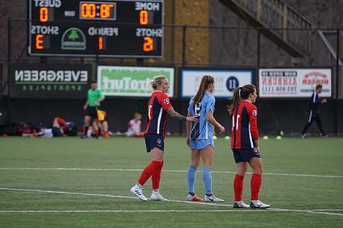 person female soccer players on field people