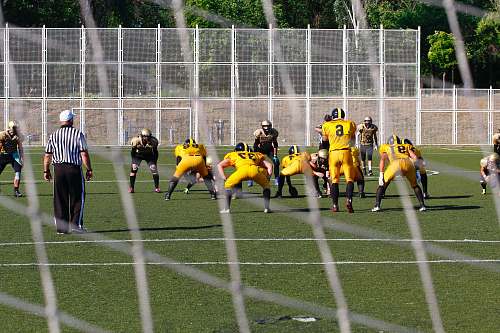 person football game on outdoor green field during daytime people