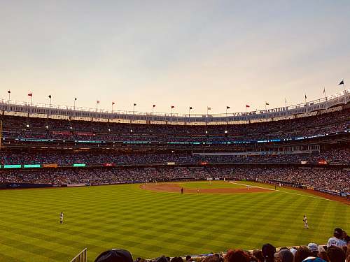 building green baseball field during daytime arena