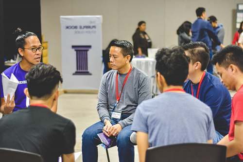 person group of people having a conversation in a circle people