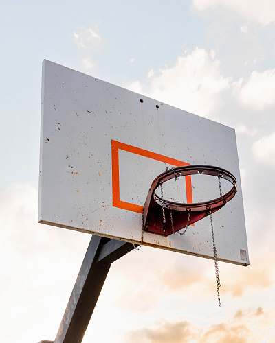 basketball orange steel basketball hoop mounted on white wooden basketball hoop board sport