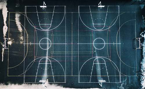 human green and white basketball court in top view photography basketball