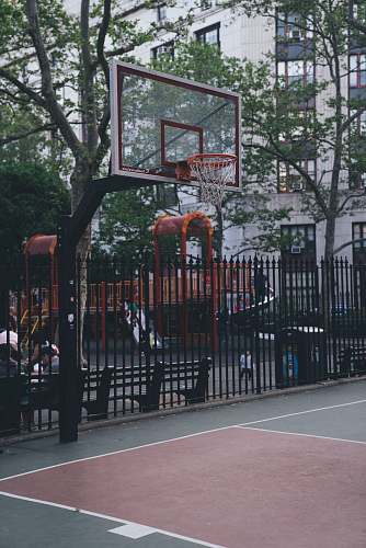 human white and black basketball hoop person