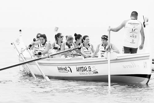 human group of people dragon boating black-and-white
