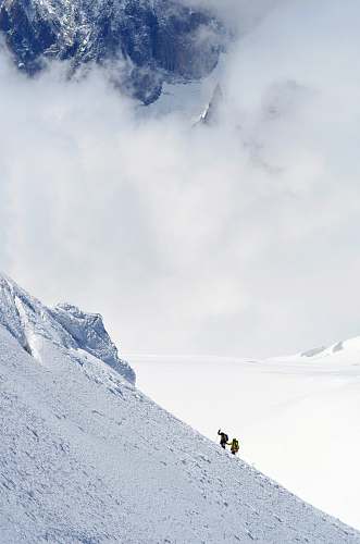mountain two person hiking on snow-capped mountain mont blanc