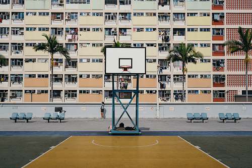 sports basketball court against tenement basketball