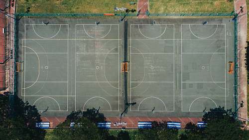 field empty concrete court in aerial view photography grey