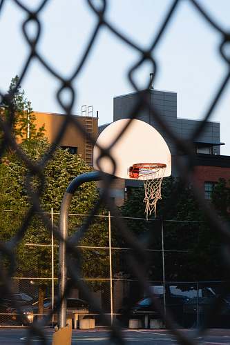 sports white and orange outdoor basketball hoop and board team