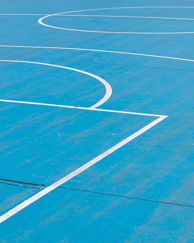 basketball white line on blue basketball floor blue