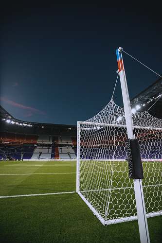 football white steel soccer goal net lyon olympic stadium