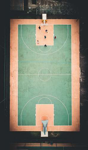sport aerial view of basketball coutr team