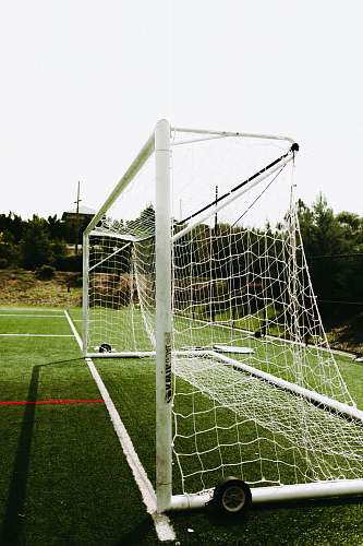 football white goalie net with red line team sport
