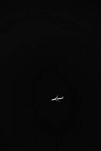 flying white airplane black-and-white