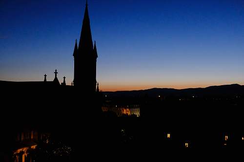 building silhouette of castle spire