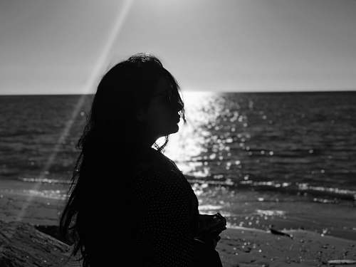 water silhouette of a woman at a beach nature