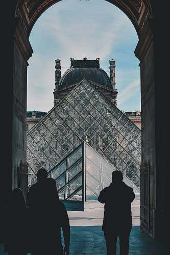 person people standing and facing Louvre Museum people
