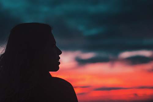 silhouette black and red crew neck shirt sky